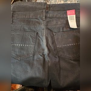 NWT GLO Jeans Womens Size 7 Flare Low Rise BLACK Denim Casual Stretch juniors
